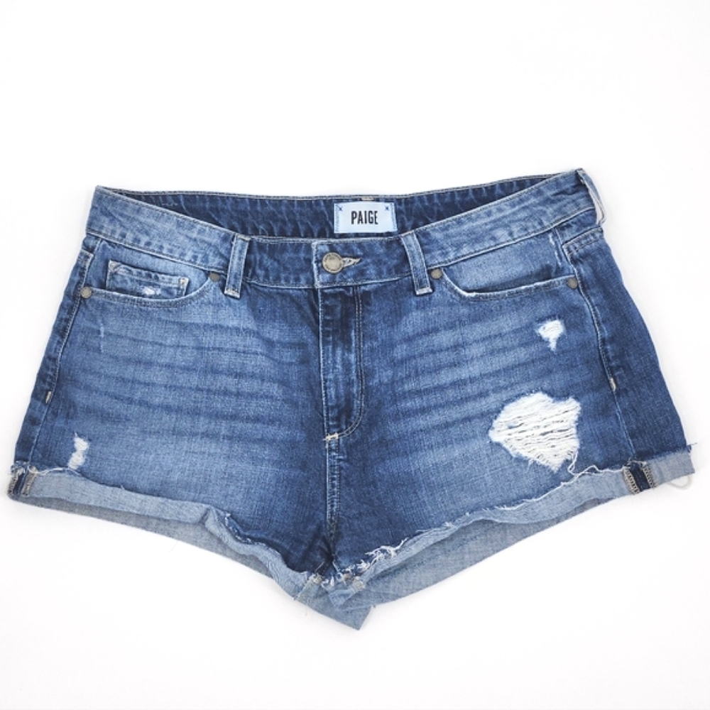 Paige Jimmy Jimmy Denim Jeans Shorts Womens Size 30  Izza Destructed Distressed